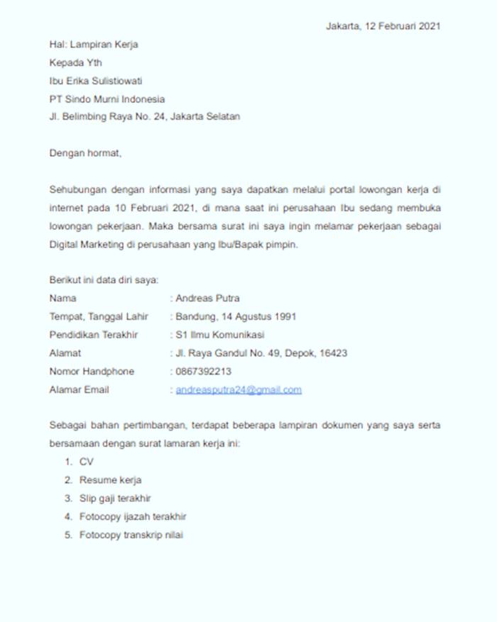 Detail Contoh Surat Lamaran Kerja Untuk Sma Nomer 23