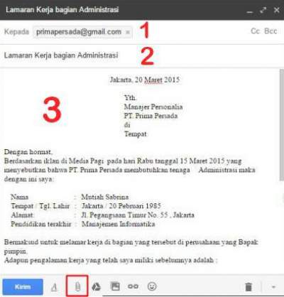 Detail Contoh Surat Lamaran Kerja Via Email 2016 Nomer 31