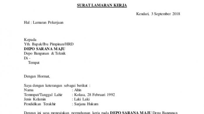 Contoh Surat Lamaran Kerja Via Email Bahasa Indonesia - KibrisPDR