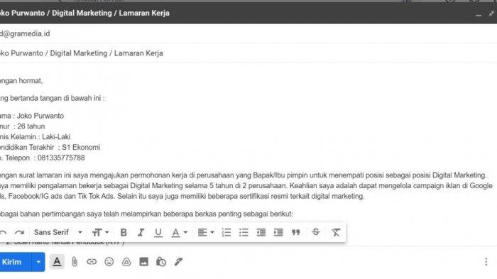 Detail Contoh Surat Lamaran Kerja Via Email Bahasa Indonesia Nomer 37