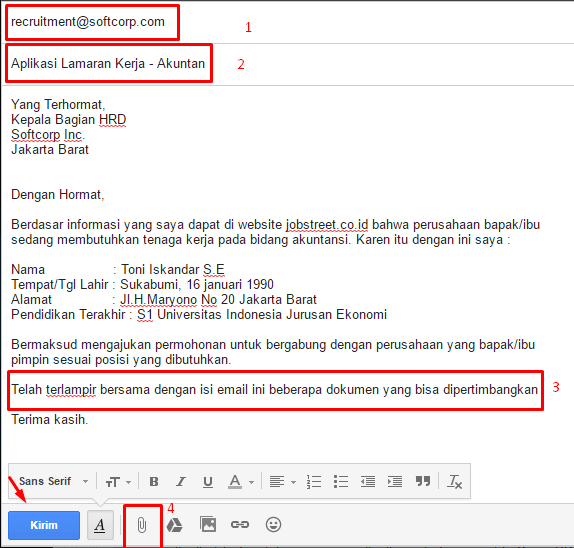 Detail Contoh Surat Lamaran Kerja Via Email Bahasa Indonesia Nomer 9