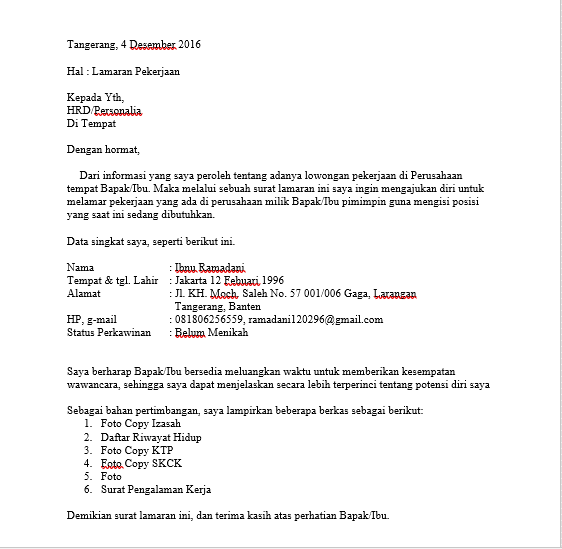 Detail Contoh Surat Lamaran Kerja Yang Baik Dan Benar Nomer 48