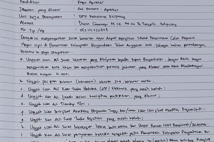 Detail Contoh Surat Lamaran Kerja Yang Ditulis Tangan Nomer 32