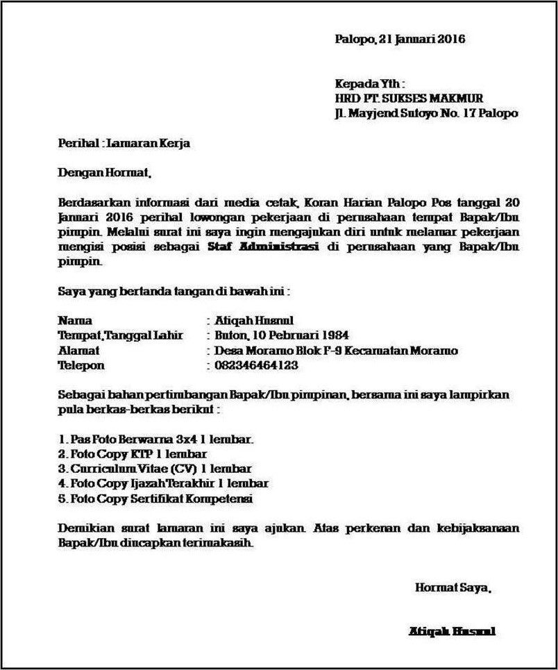 Detail Contoh Surat Lamaran Kerja Yang Menarik Nomer 25