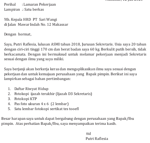 Detail Contoh Surat Lamaran Kerja Yang Salah Dan Perbaikannya Nomer 52