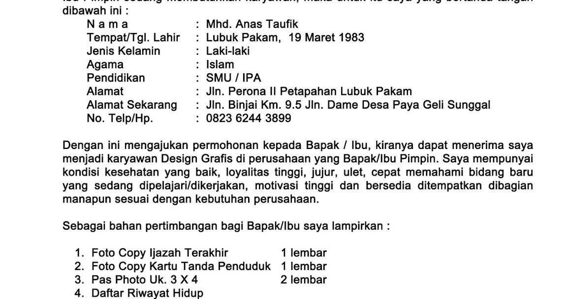 Detail Contoh Surat Lamaran Kerjadocx Nomer 37