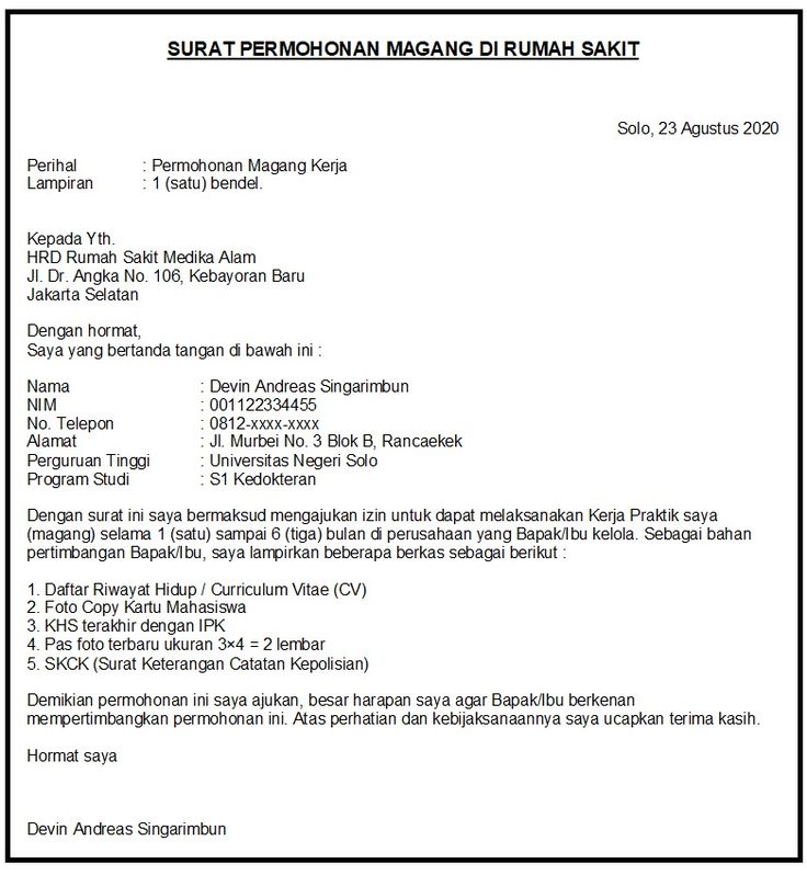 Detail Contoh Surat Lamaran Magang Kerja Nomer 16