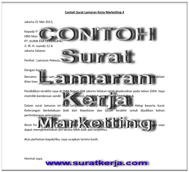 Detail Contoh Surat Lamaran Marketing Nomer 28