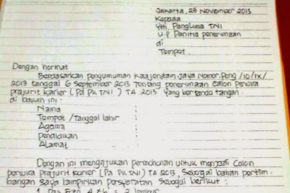 Detail Contoh Surat Lamaran Masuk Tni Nomer 3