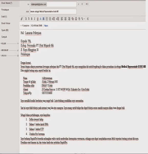 Detail Contoh Surat Lamaran Melalui Email Nomer 50