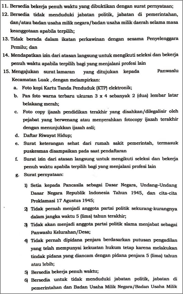 Detail Contoh Surat Lamaran Panwaslu Nomer 35