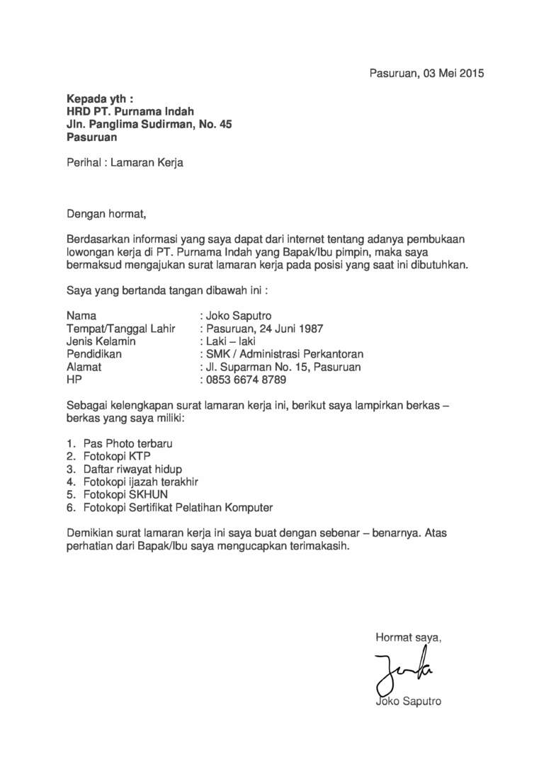 Detail Contoh Surat Lamaran Pekerjaan Di Kantor Desa Nomer 30