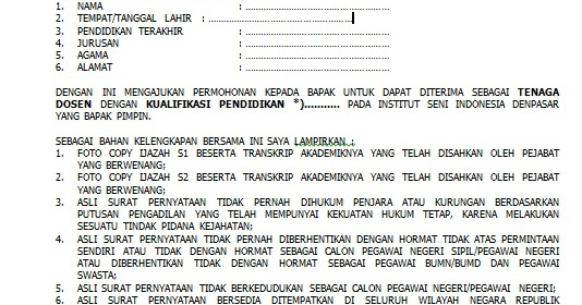 Detail Contoh Surat Lamaran Pekerjaan Dosen Nomer 48