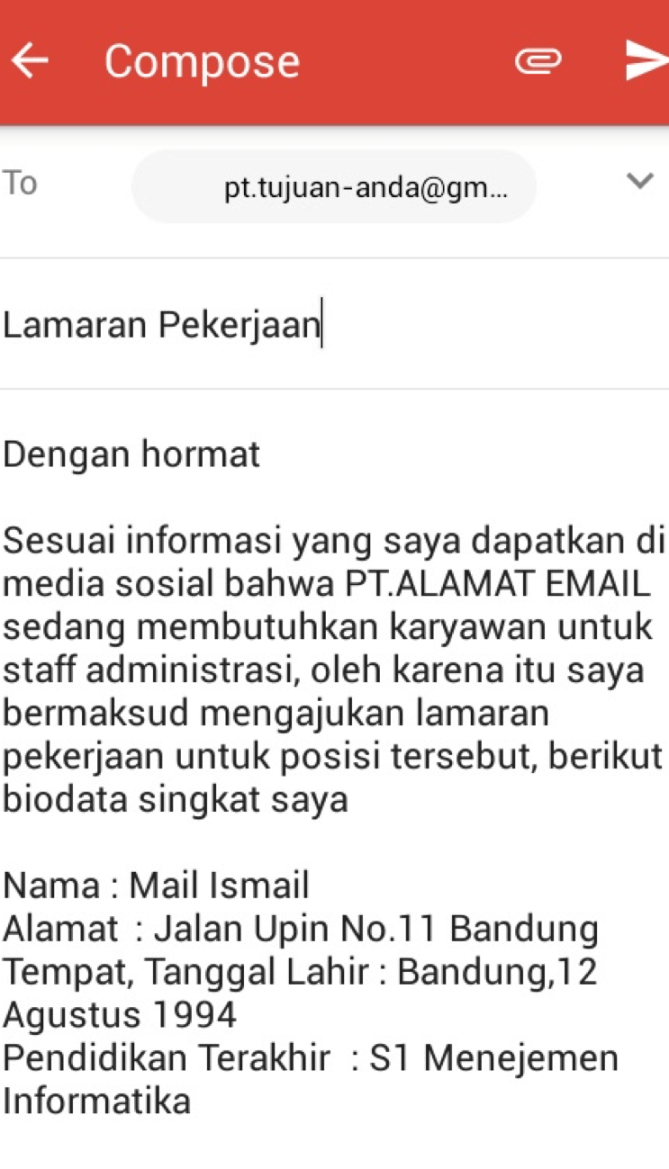 Detail Contoh Surat Lamaran Pekerjaan Melalui Email Nomer 47