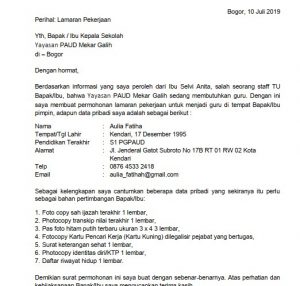 Detail Contoh Surat Lamaran Pekerjaan Menjadi Guru Nomer 52