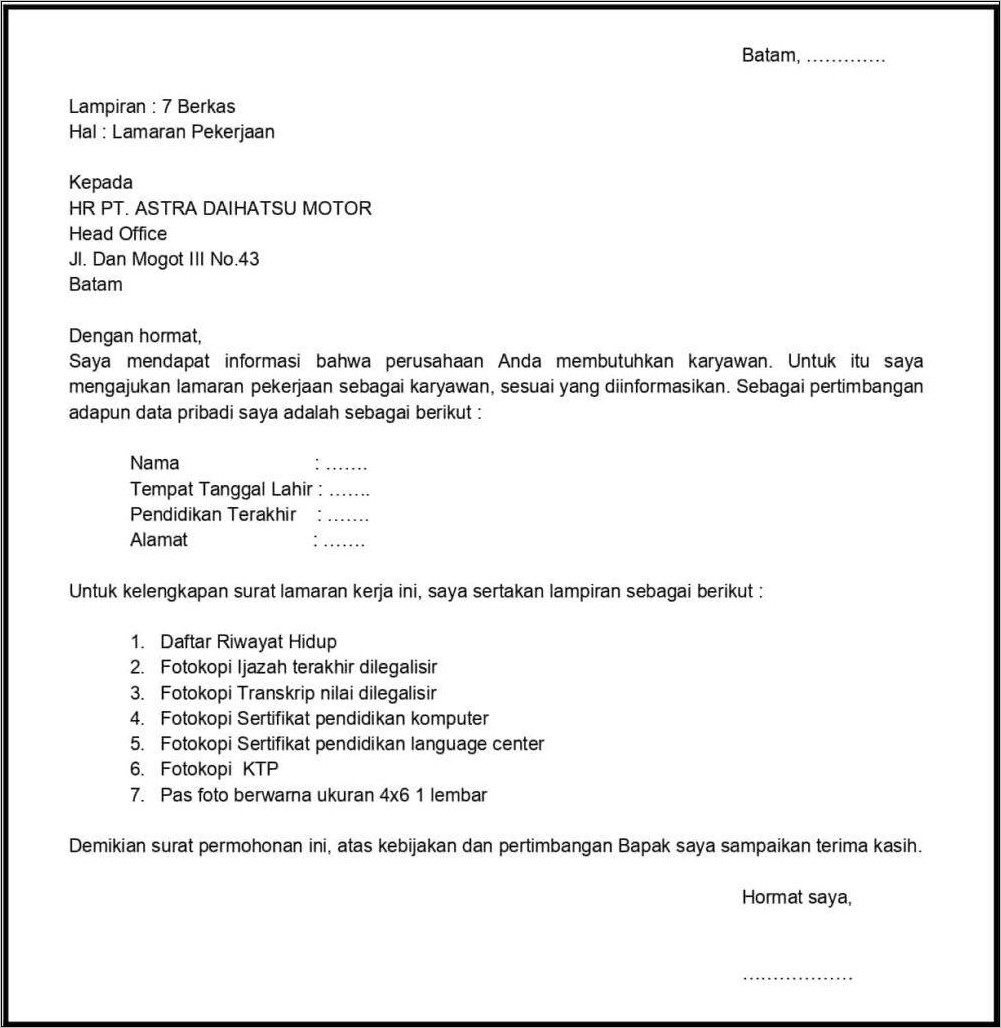 Detail Contoh Surat Lamaran Pekerjaan Menurut Kbbi Nomer 18