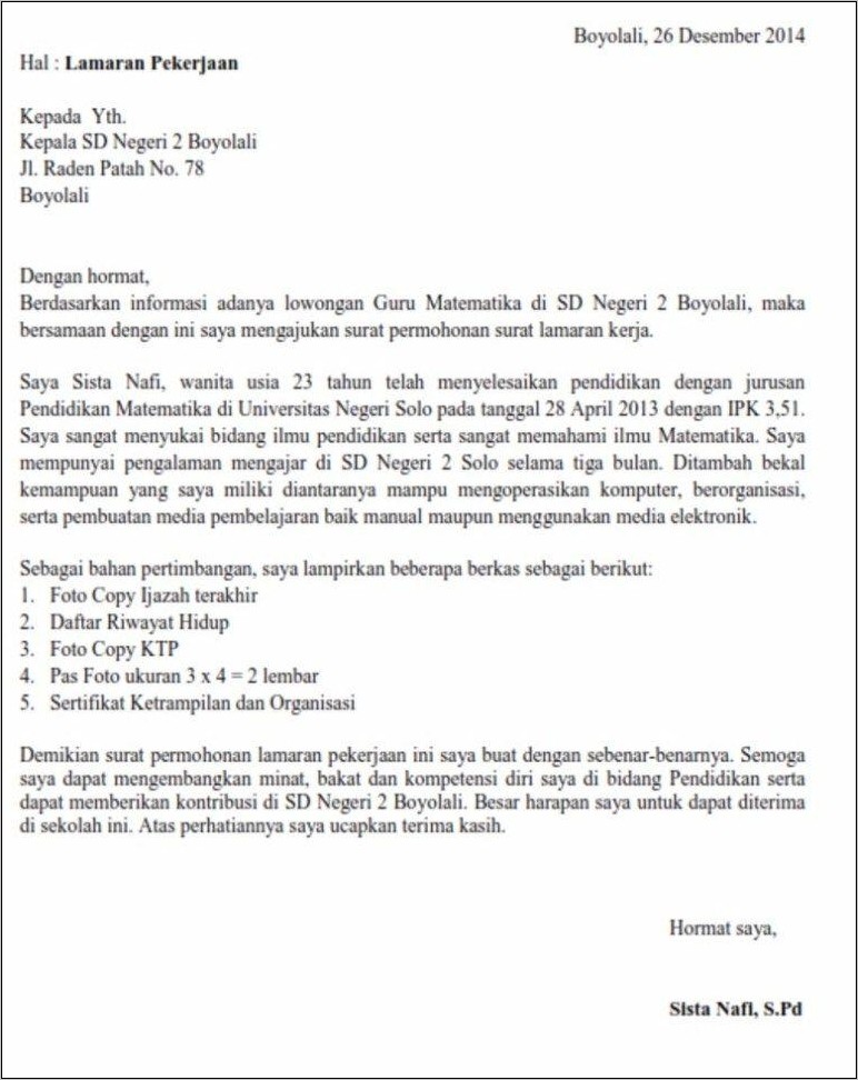 Detail Contoh Surat Lamaran Pekerjaan Menurut Kbbi Nomer 32