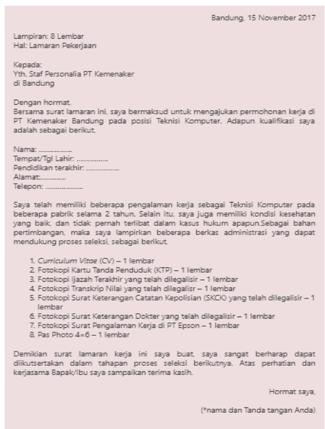 Detail Contoh Surat Lamaran Pekerjaan Pt Nomer 48