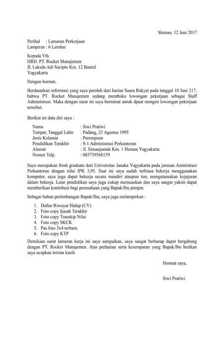 Detail Contoh Surat Lamaran Pekerjaan Sekretaris Nomer 31