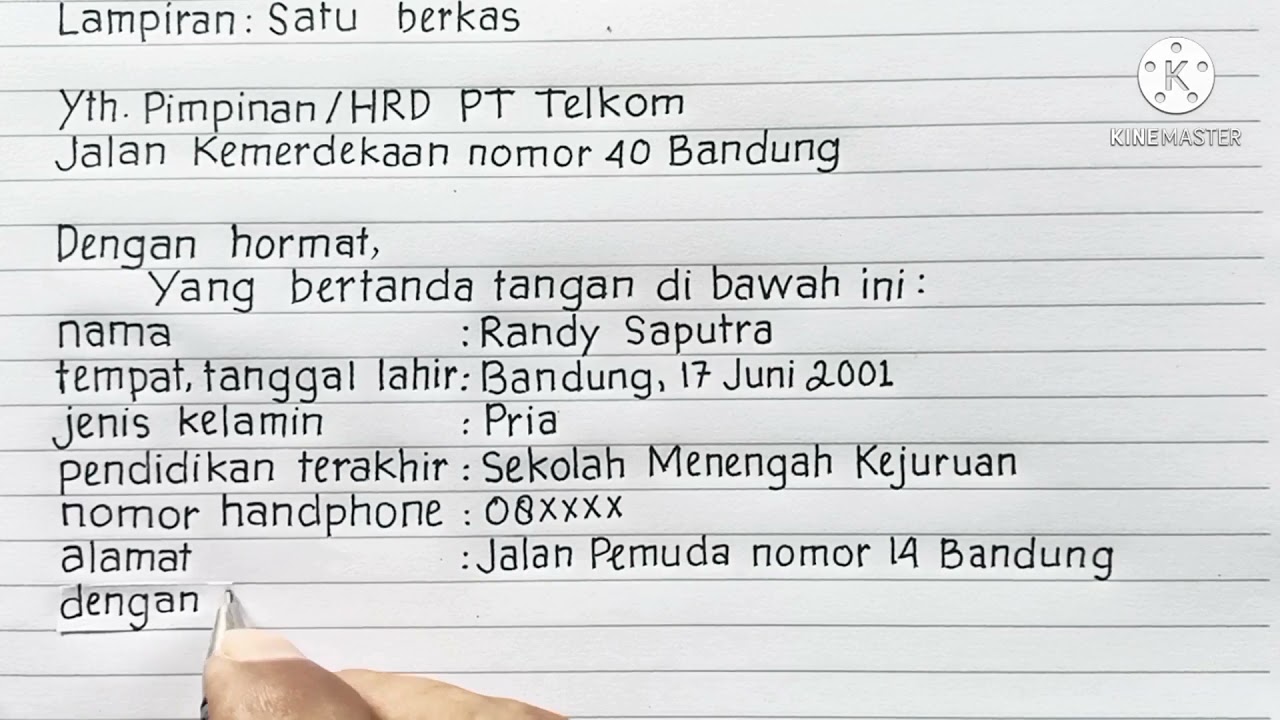 Detail Contoh Surat Lamaran Pekerjaan Tulis Tangan Nomer 25