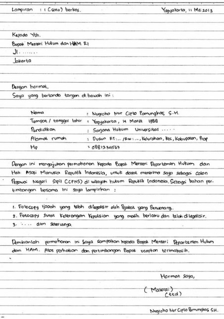 Detail Contoh Surat Lamaran Pekerjaan Tulis Tangan Nomer 48