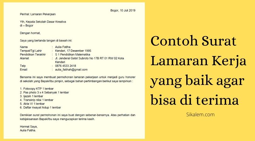 Detail Contoh Surat Lamaran Pekerjaan Yang Benar Nomer 43