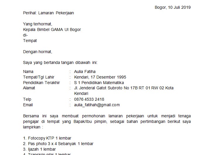 Detail Contoh Surat Lamaran Pekerjaan Yang Menarik Nomer 38