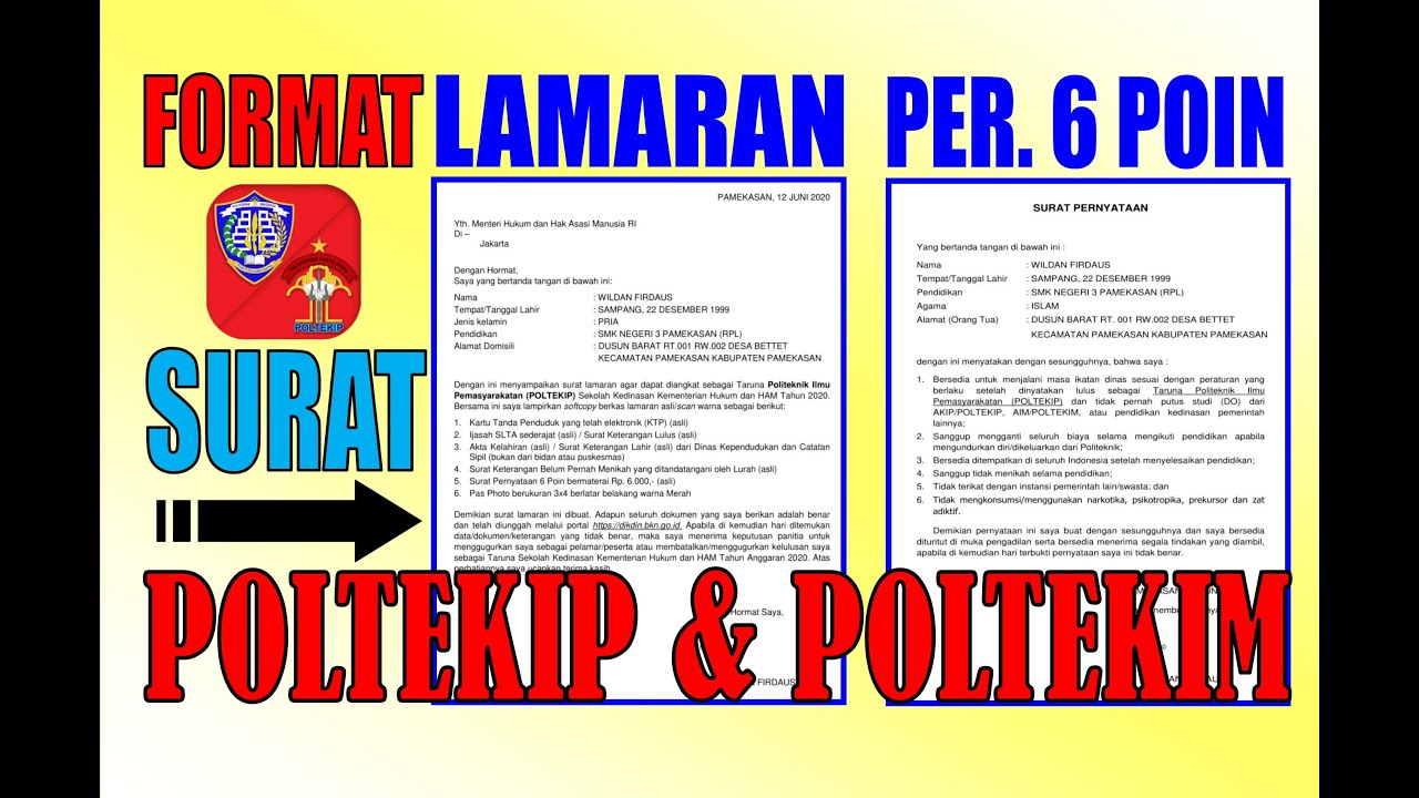 Detail Contoh Surat Lamaran Poltekip Nomer 8