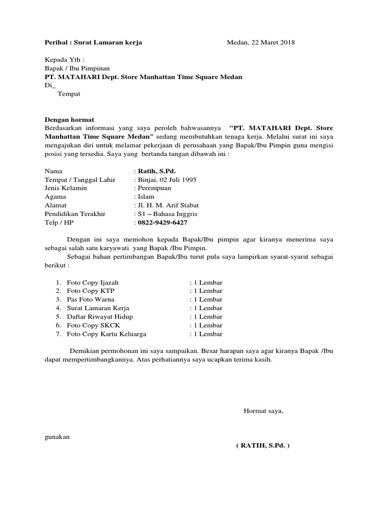 Detail Contoh Surat Lamaran Sebagai Spg Nomer 20