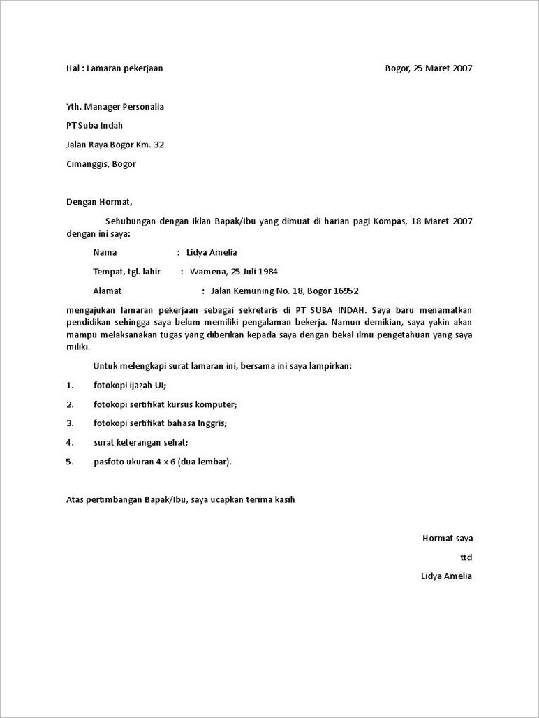 Detail Contoh Surat Lamaran Sekretaris Desa Nomer 15