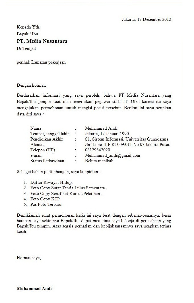 Detail Contoh Surat Lamaran Sekretaris Desa Nomer 5