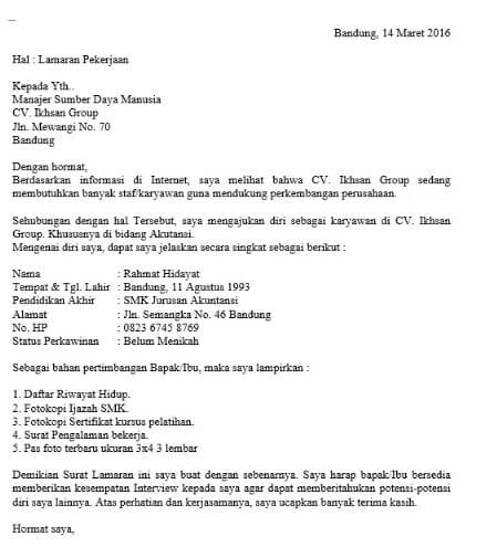 Detail Contoh Surat Lamaran Simple Nomer 56