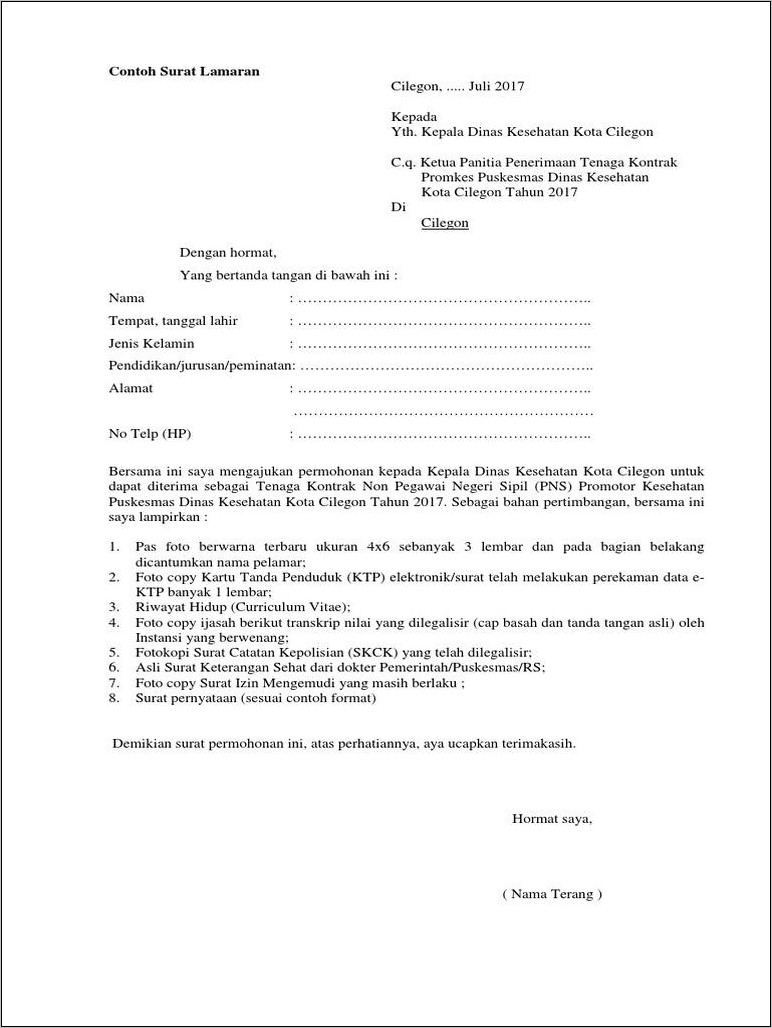 Detail Contoh Surat Lamaran Tenaga Kontrak Daerah Nomer 18