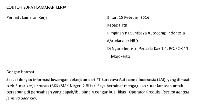 Detail Contoh Surat Lamaran Terbaru 2016 Nomer 41