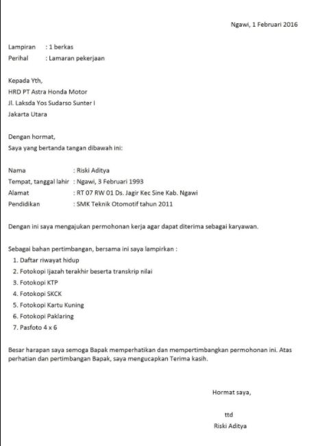 Detail Contoh Surat Lamaran Terbaru 2016 Nomer 47