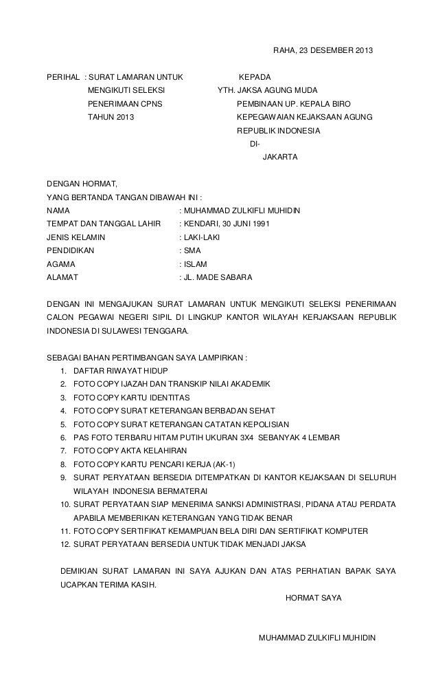 Detail Contoh Surat Lamaran Tulis Tangan Cpns Nomer 40