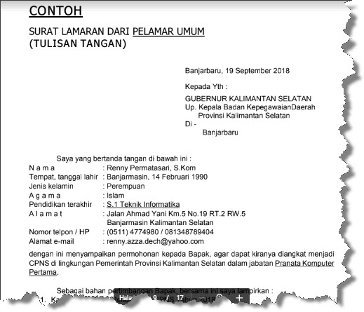 Detail Contoh Surat Lamaran Untuk Cpns 2018 Nomer 21