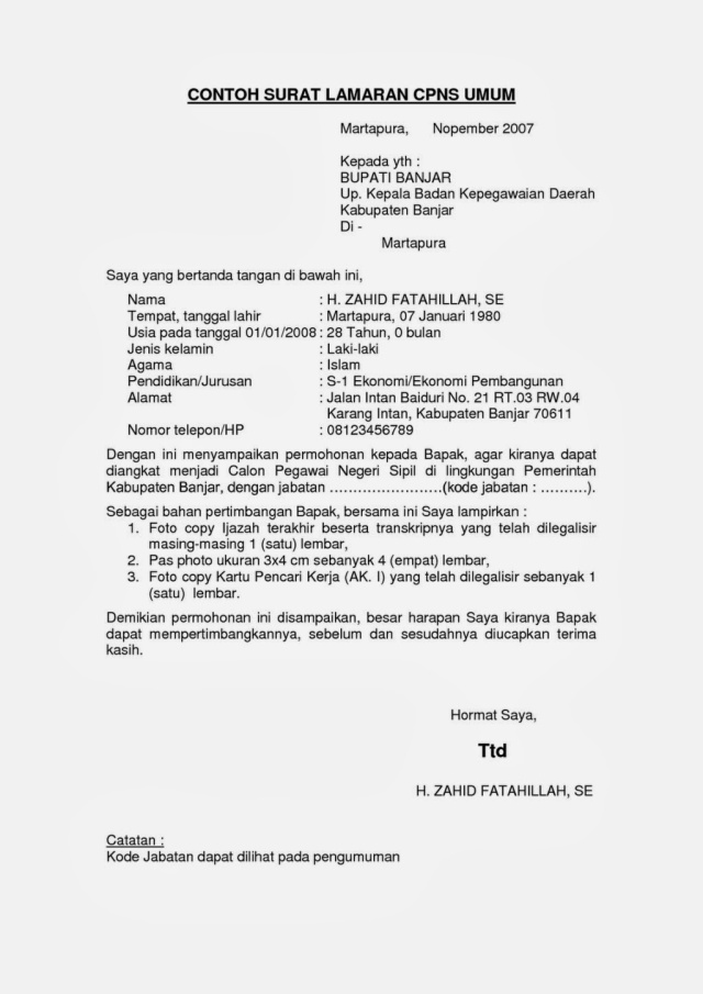 Detail Contoh Surat Lamaran Untuk Cpns 2018 Nomer 29