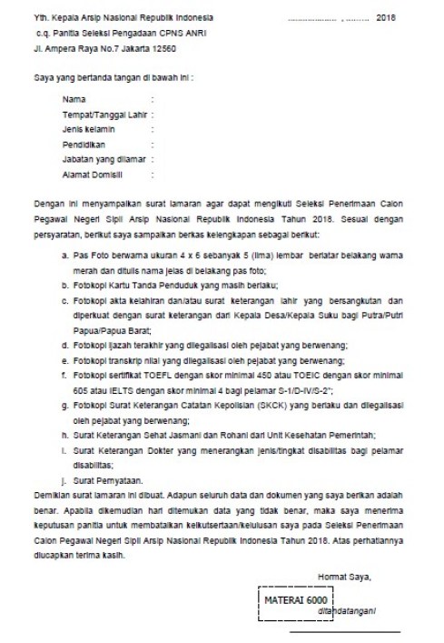 Detail Contoh Surat Lamaran Untuk Cpns 2018 Nomer 30