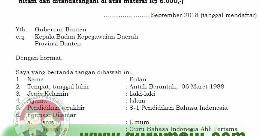 Detail Contoh Surat Lamaran Untuk Cpns 2018 Nomer 46