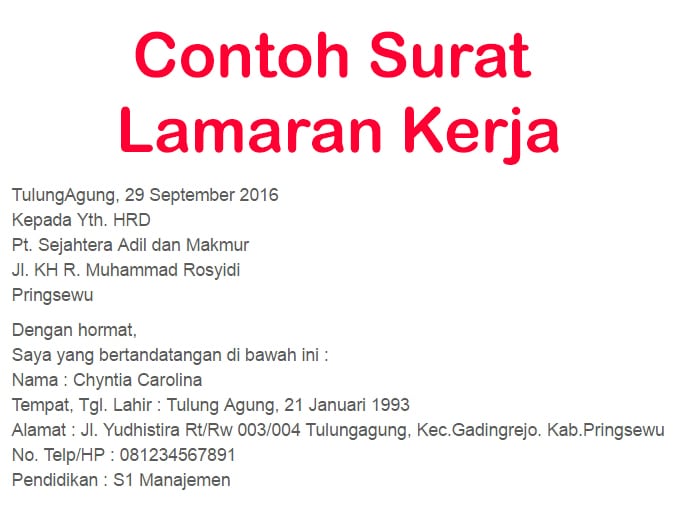 Detail Contoh Surat Lamaran Yang Baik Dan Benar 2016 Nomer 39