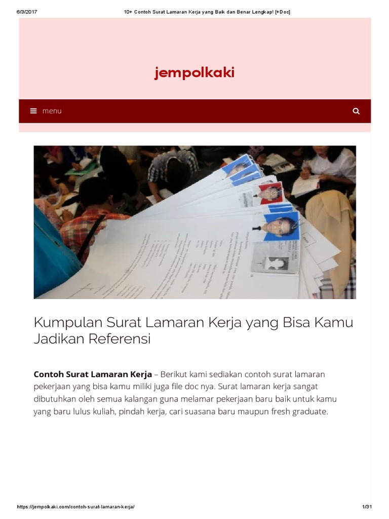 Detail Contoh Surat Lamaran Yang Baik Dan Benar 2017 Nomer 25