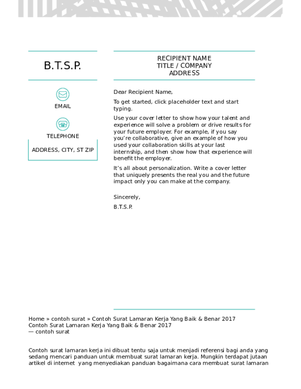 Detail Contoh Surat Lamaran Yang Baik Dan Benar 2017 Nomer 30