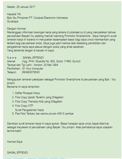 Detail Contoh Surat Lamaran Yang Baik Dan Benar 2017 Nomer 54