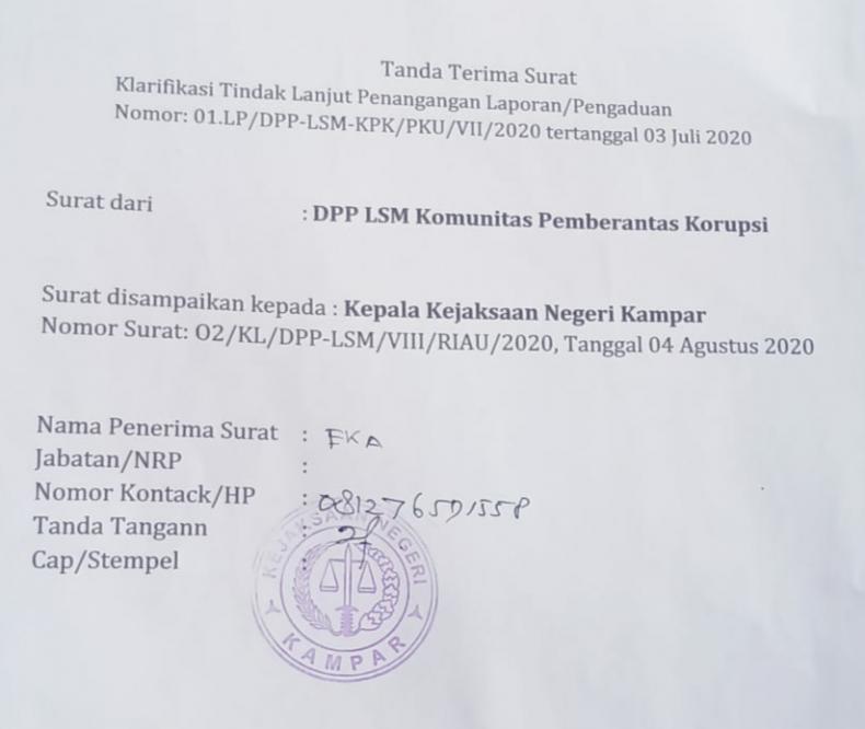 Detail Contoh Surat Laporan Dugaan Korupsi Nomer 49