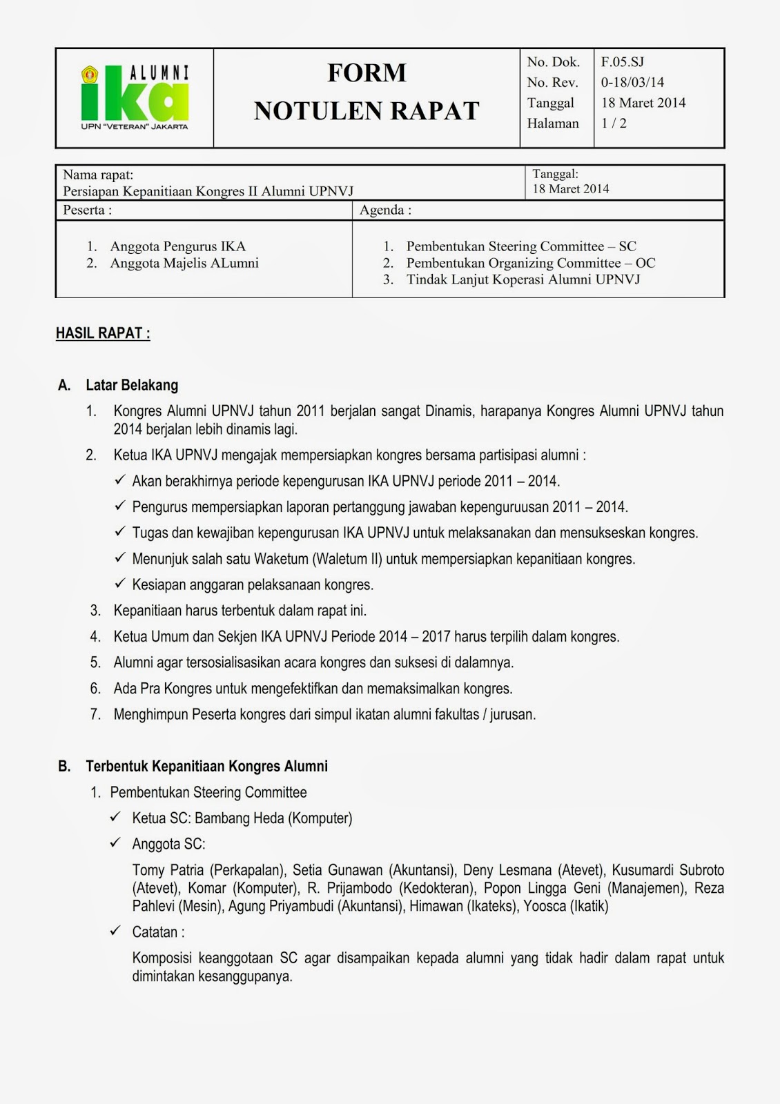 Detail Contoh Surat Laporan Hasil Rapat Nomer 29