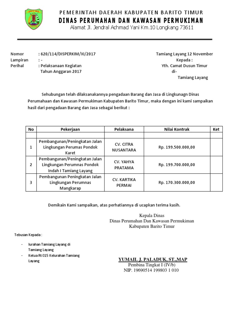 Detail Contoh Surat Laporan Pekerjaan Nomer 4