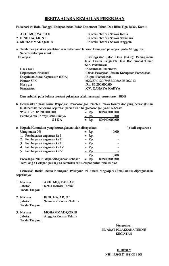 Detail Contoh Surat Laporan Pekerjaan Selesai Nomer 25