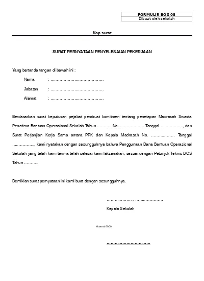 Detail Contoh Surat Laporan Pekerjaan Selesai Nomer 10