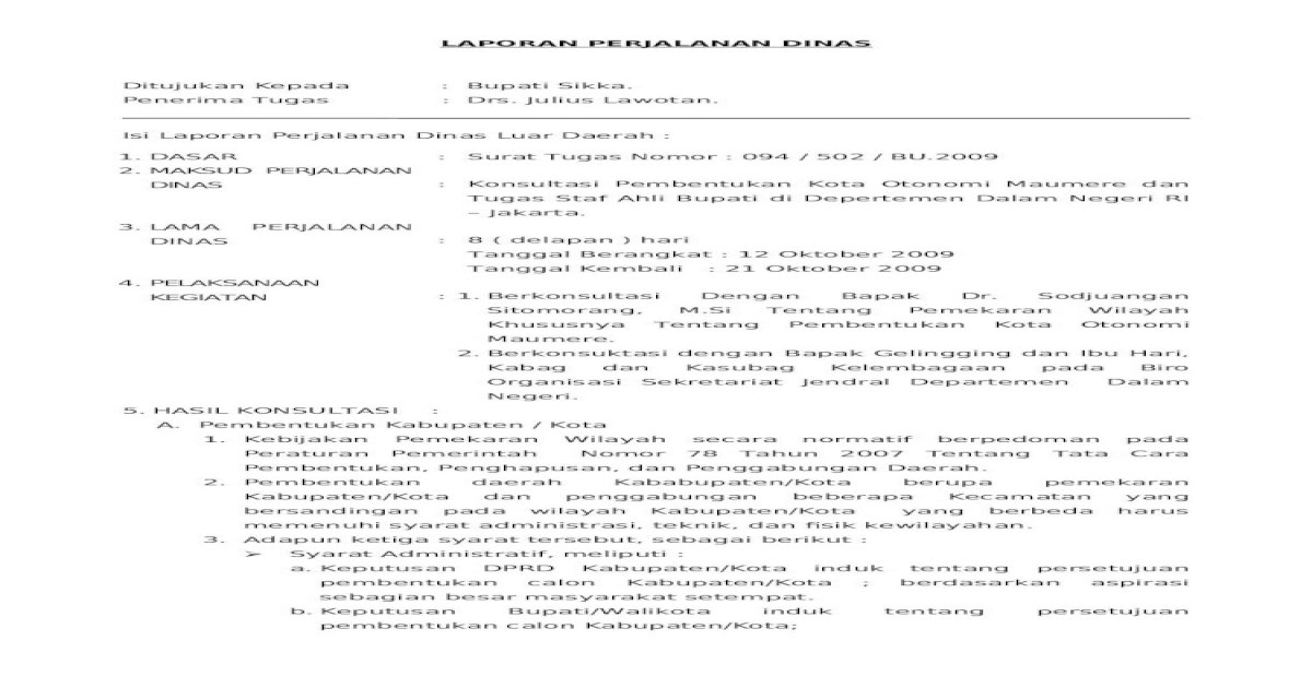 Detail Contoh Surat Laporan Perjalanan Dinas Nomer 32